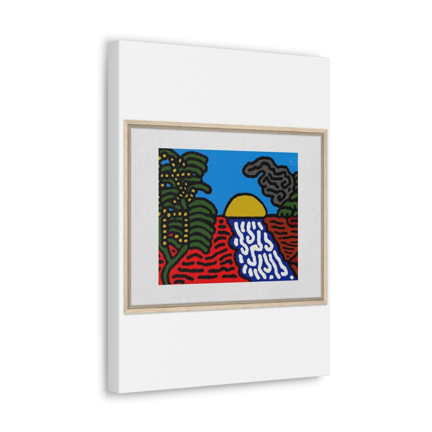 The river that joins the Australian wattle and Lebanese cedar tree in friendship Canvas (Small)