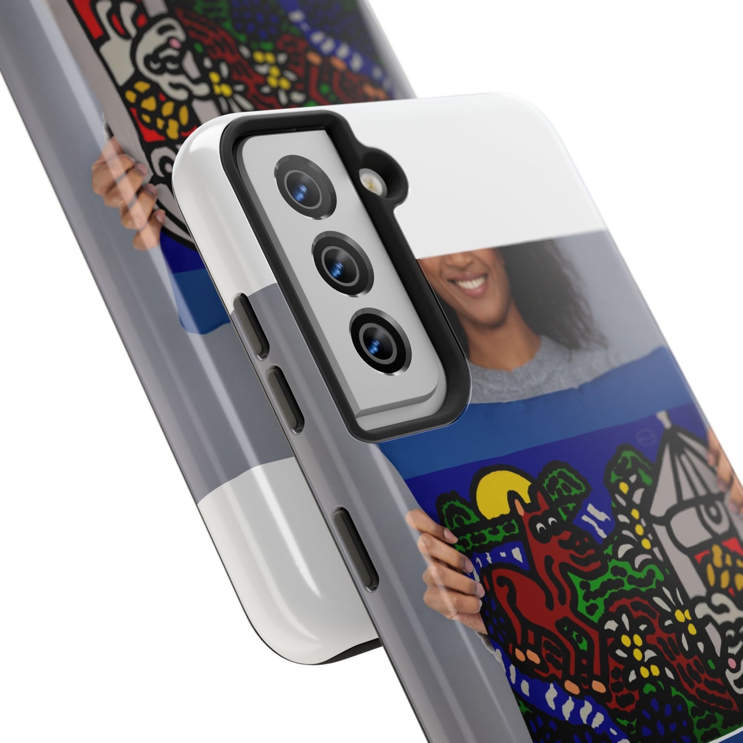 Bunny welcoming a friendly horse on his journey Tough Phone Case