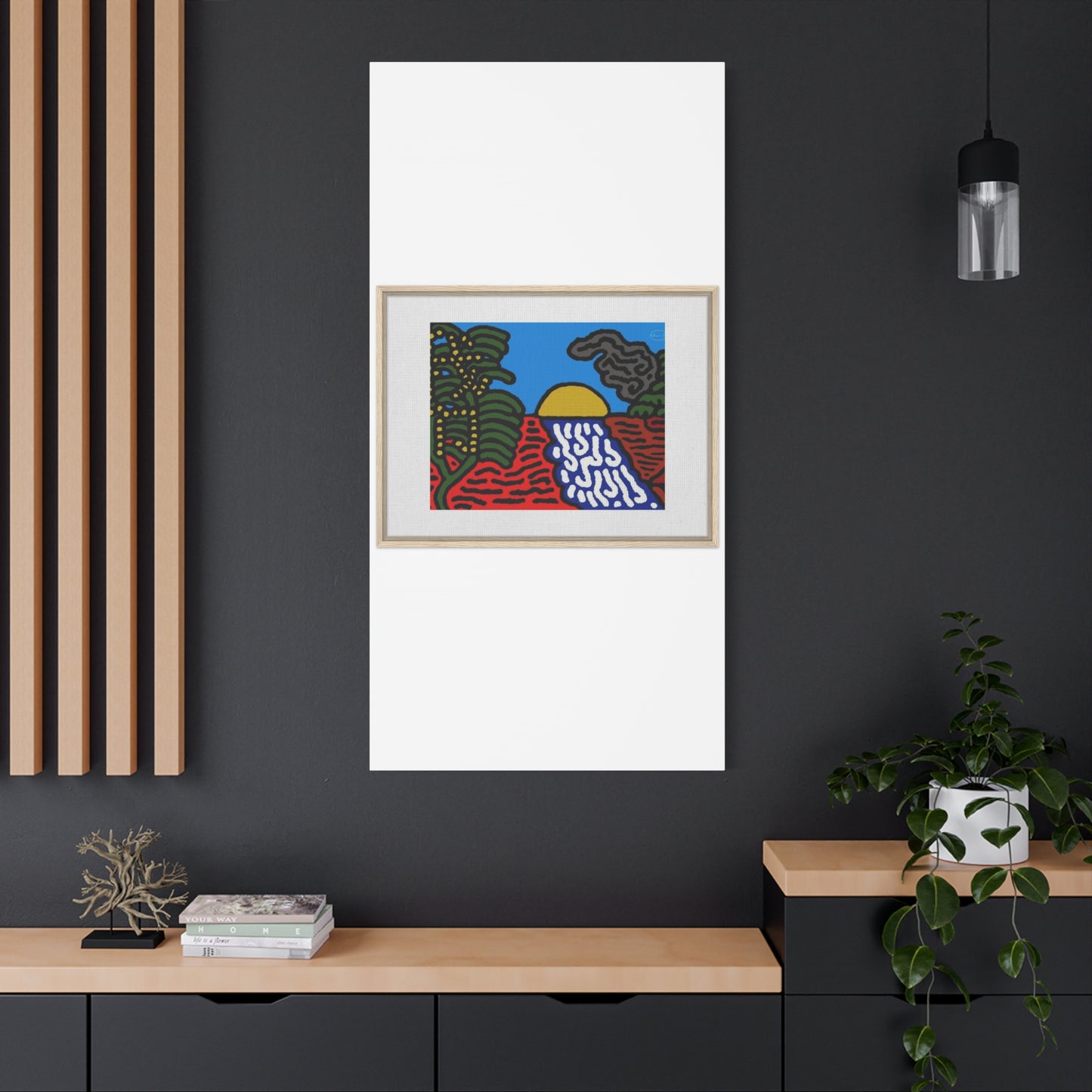 The river that joins the Australian wattle and Lebanese cedar tree in friendship Canvas (Large)
