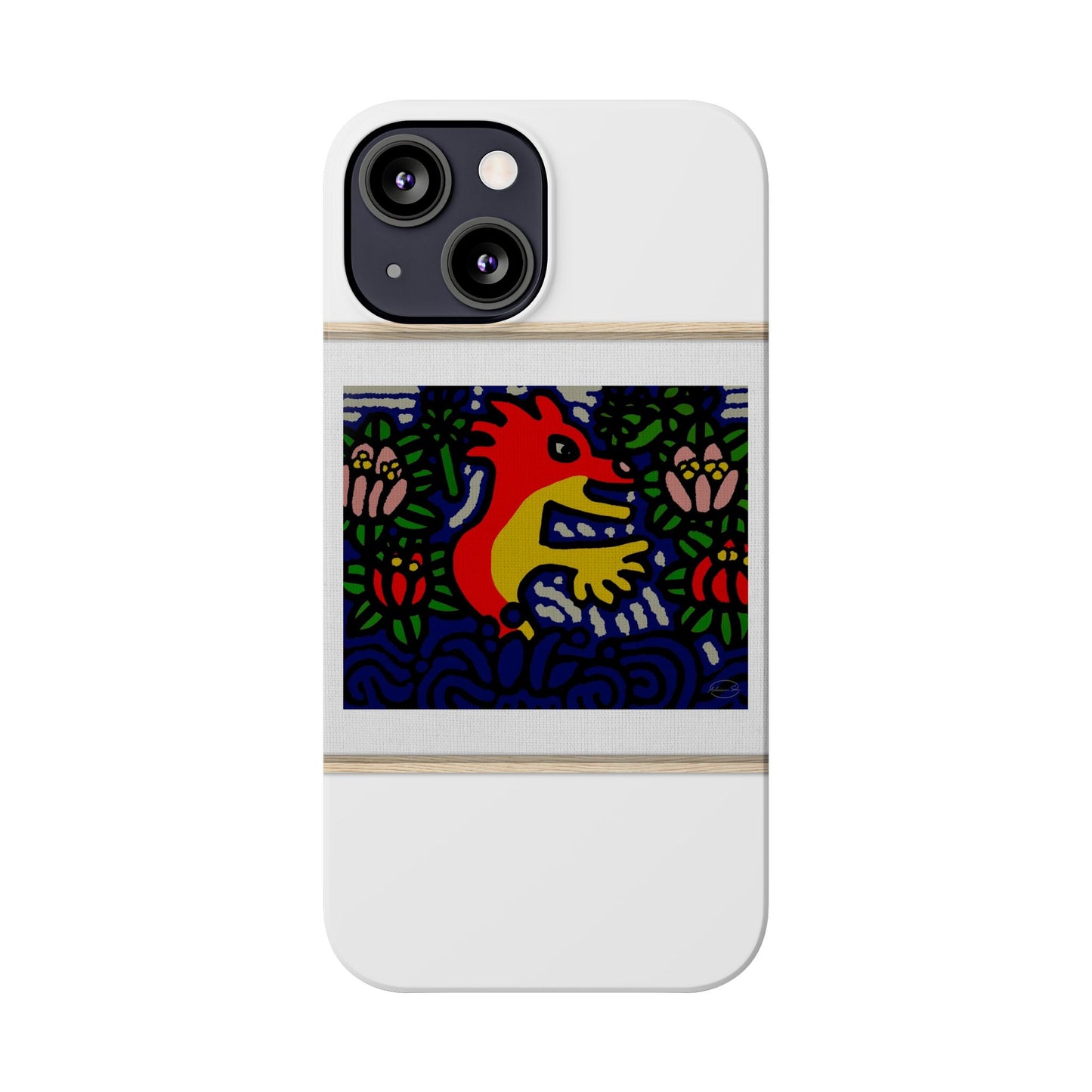 Breaking through the surface of a lotus pond Slim Phone Case