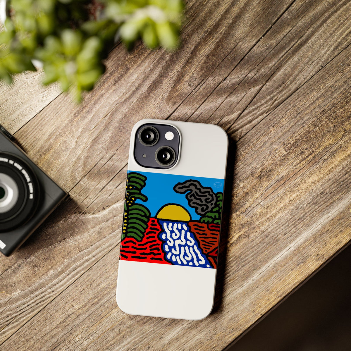 The river that joins the Australian wattle and Lebanese cedar tree in friendship Slim Phone Case