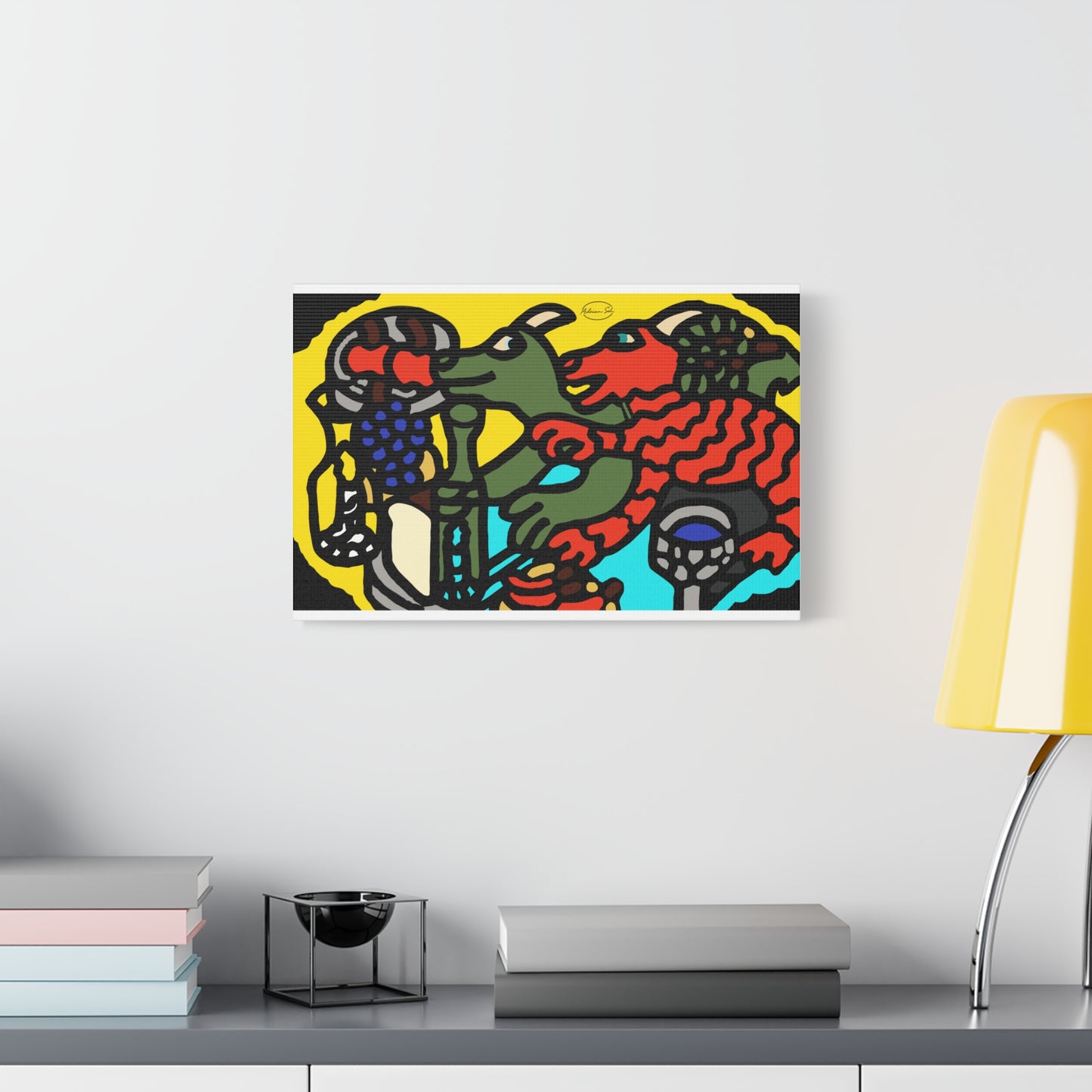 Two dragons enjoying a feast together Canvas (Small)