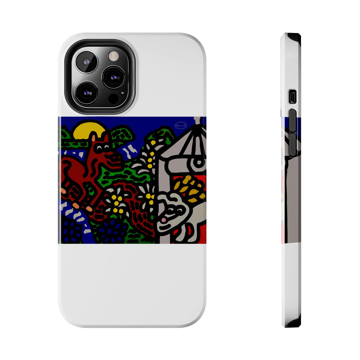 Bunny welcoming a friendly horse on his journey Tough Phone Case