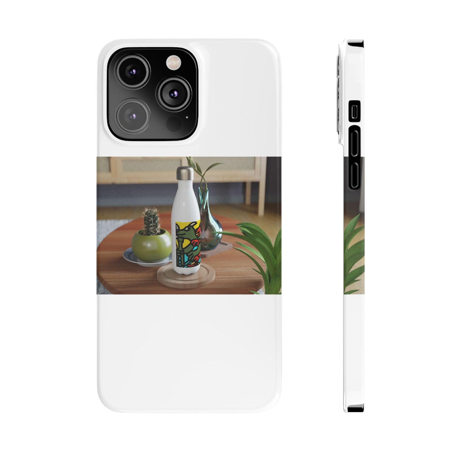Two dragons enjoying a feast together Slim Phone Case