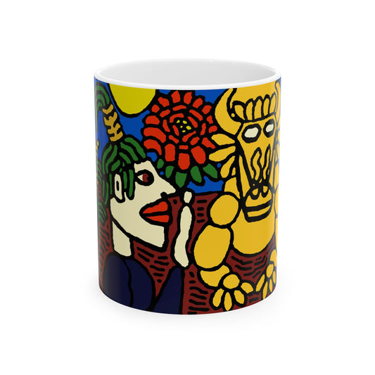 The warrior hailing the mighty golden dragon Ceramic Mug