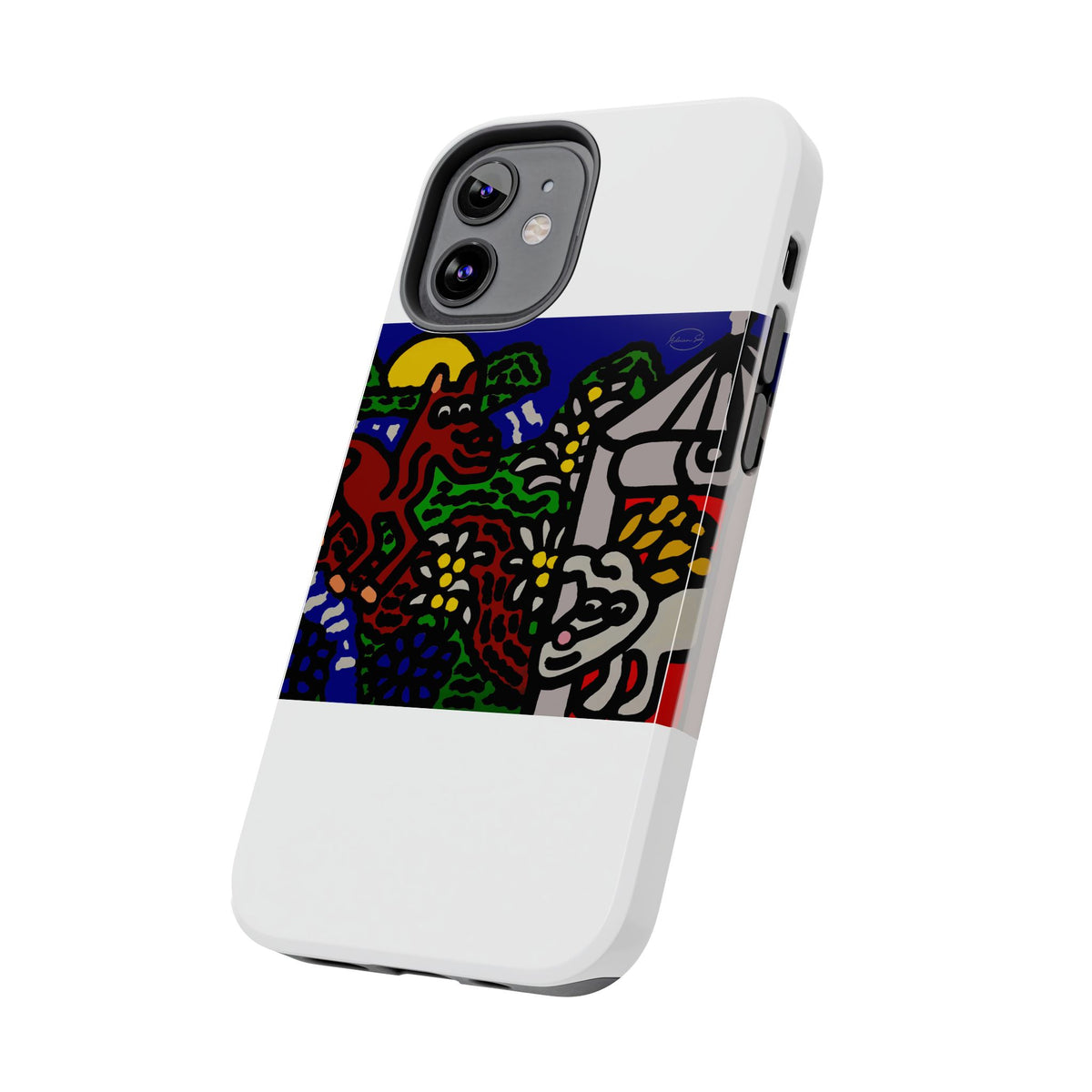 Bunny welcoming a friendly horse on his journey Tough Phone Case