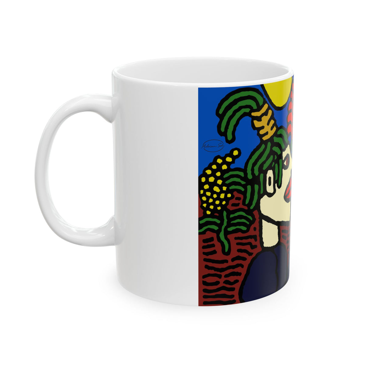 The warrior hailing the mighty golden dragon Ceramic Mug