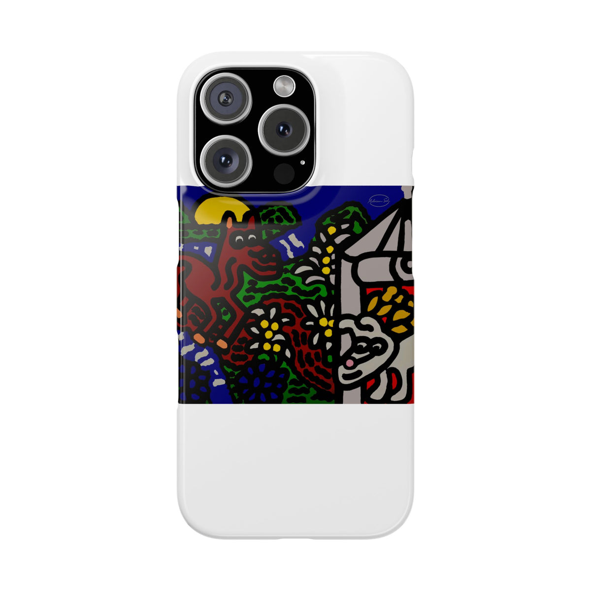 Bunny welcoming a friendly horse on his journey Slim Phone Case