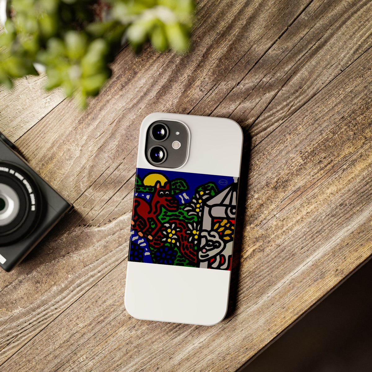 Bunny welcoming a friendly horse on his journey Slim Phone Case