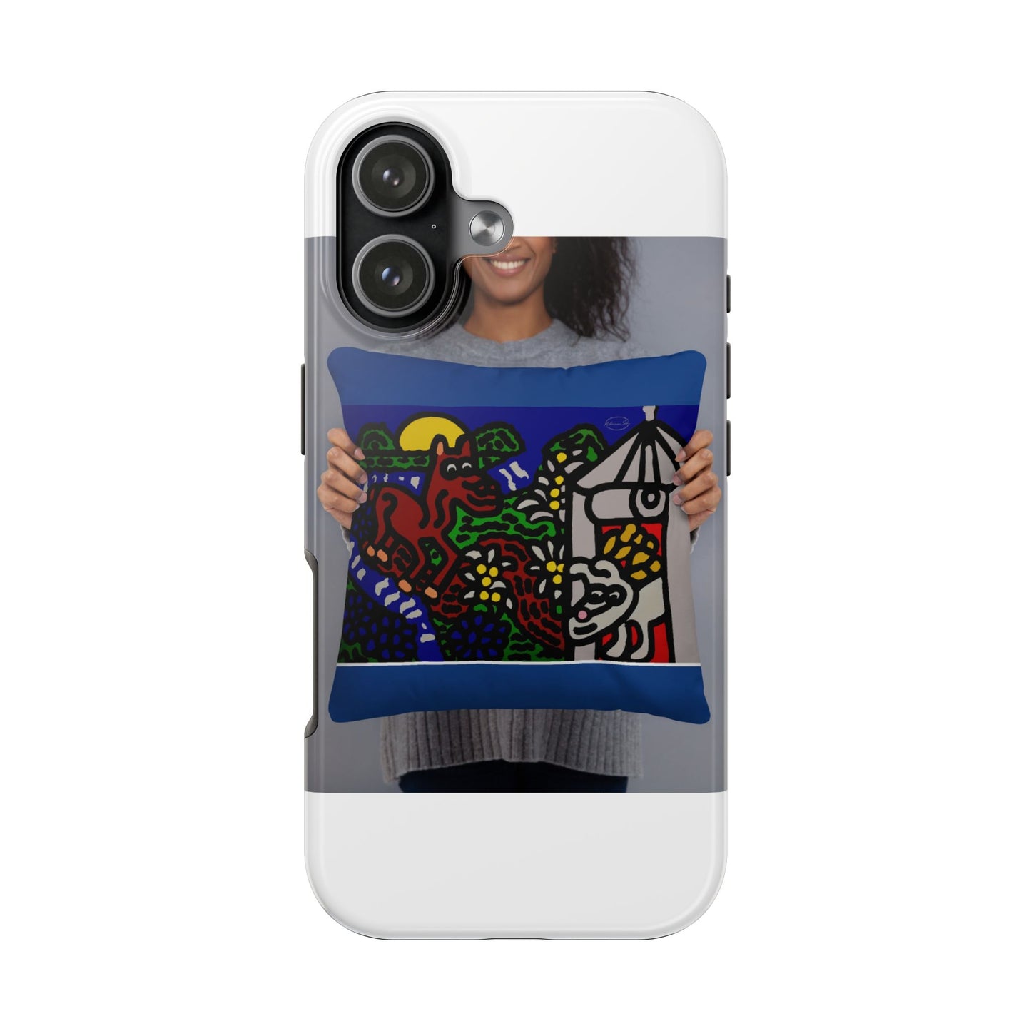 Bunny welcoming a friendly horse on his journey Tough Phone Case