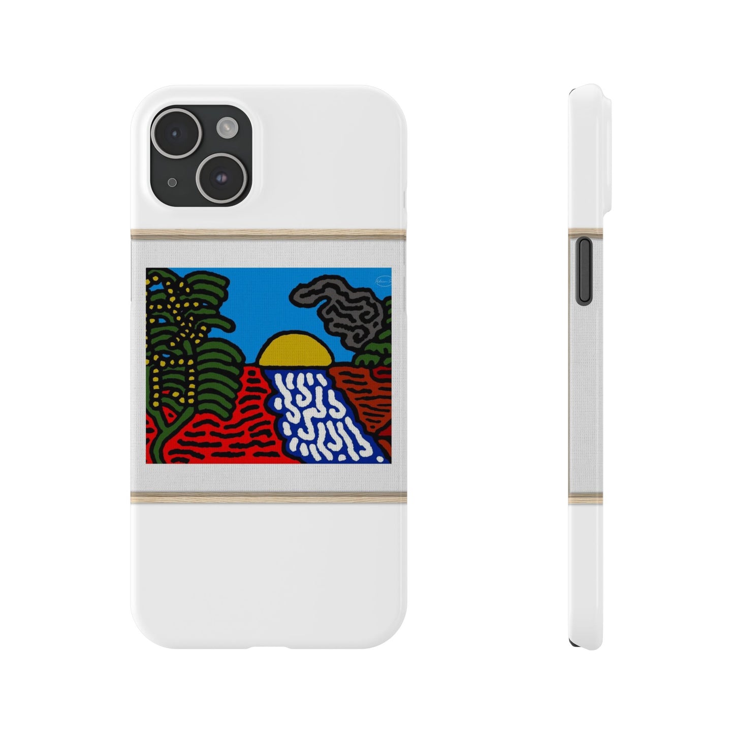 The river that joins the Australian wattle and Lebanese cedar tree in friendship Slim Phone Case