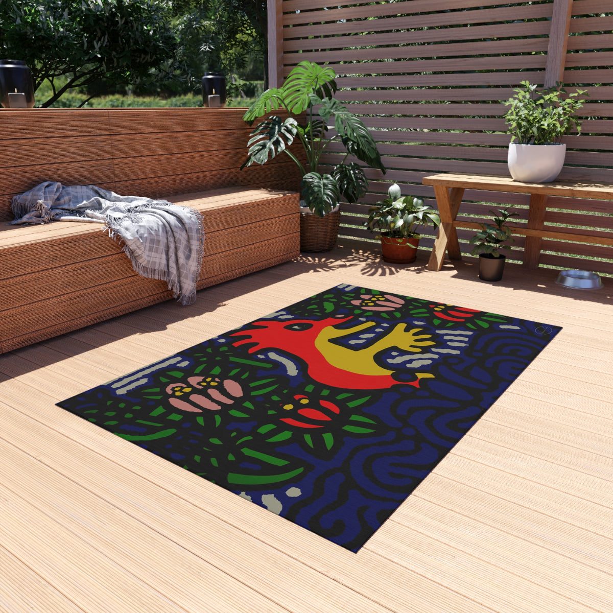 Breaking through the surface of a lotus pond — Outdoor Rug
