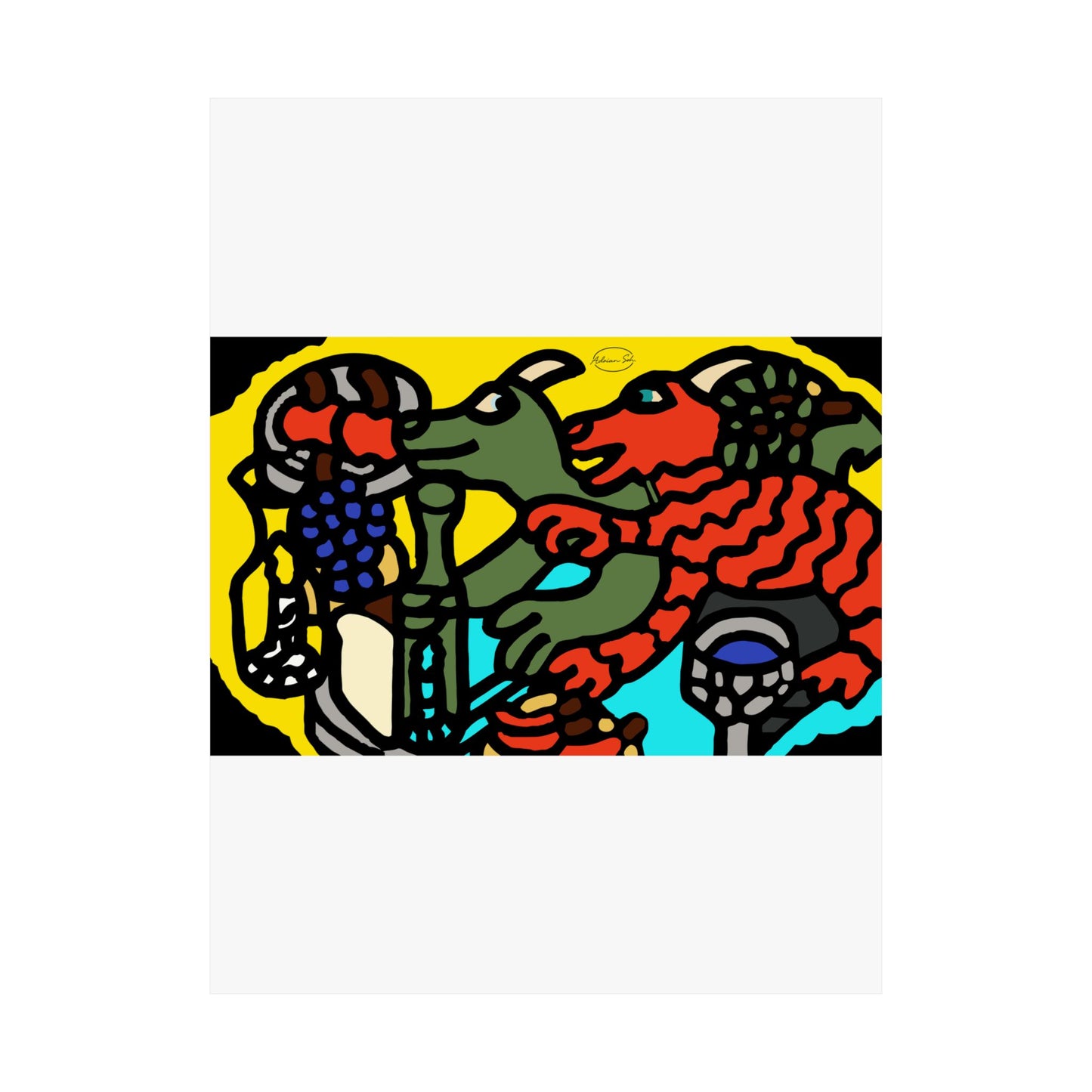 Two dragons enjoying a feast together Matte Poster Vertical (Large)