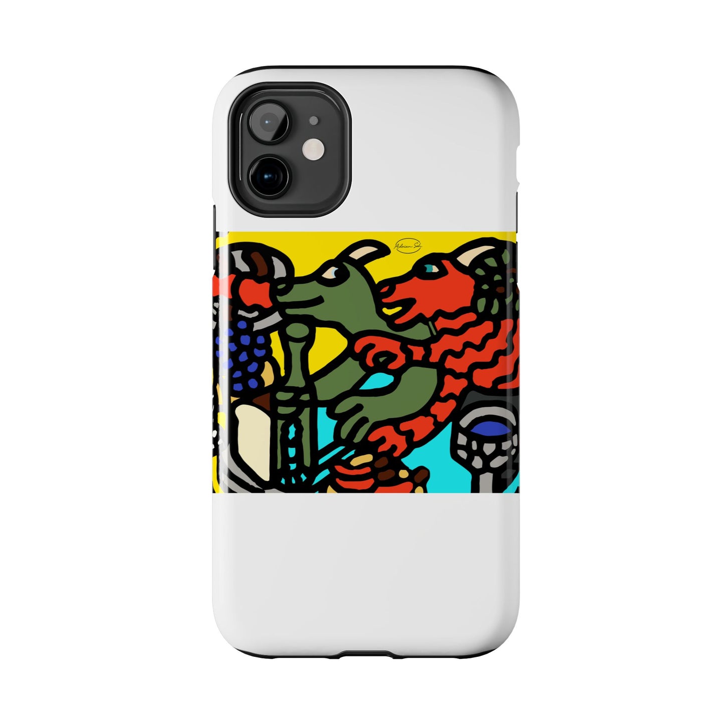 Two dragons enjoying a feast together Tough Phone Case