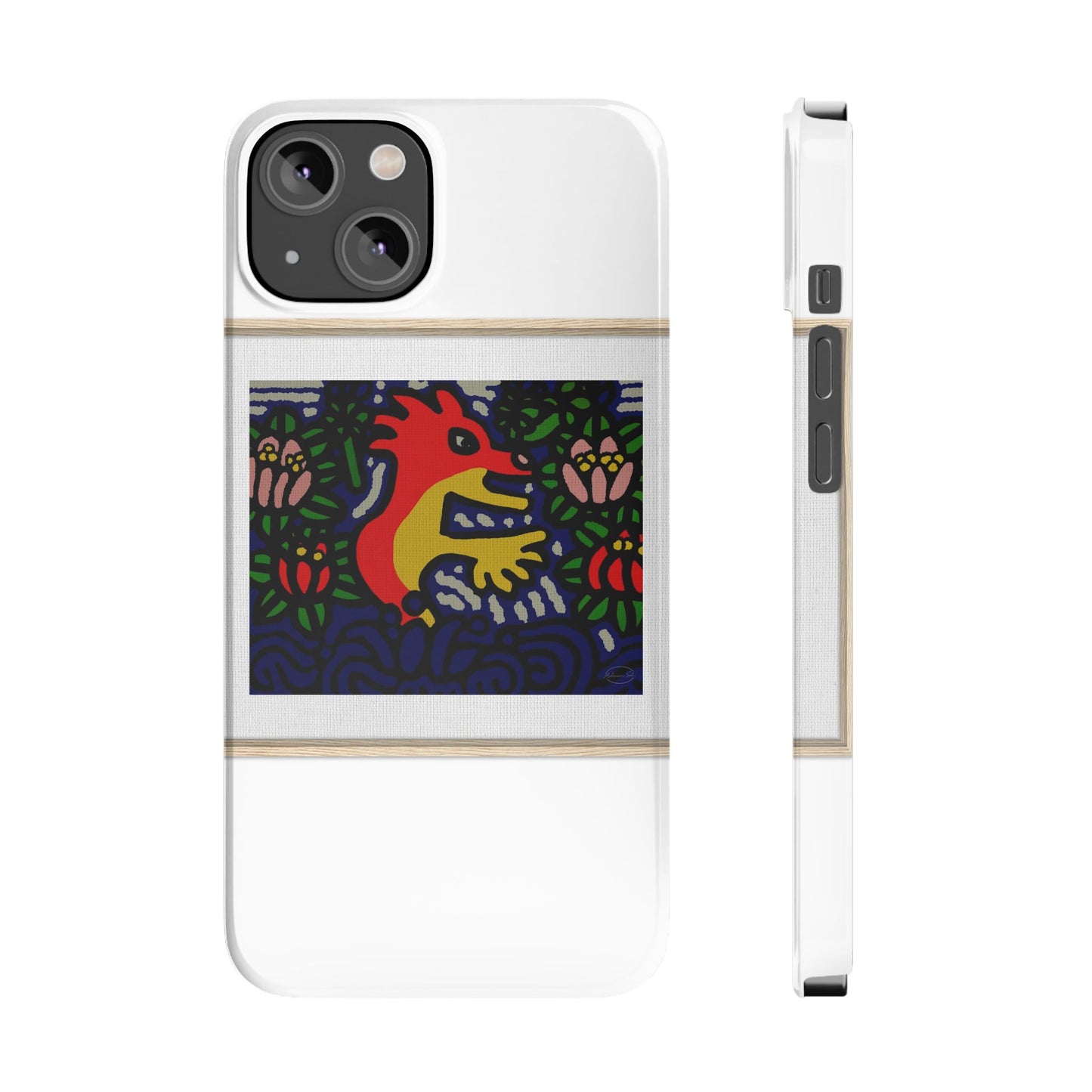 Breaking through the surface of a lotus pond Slim Phone Case
