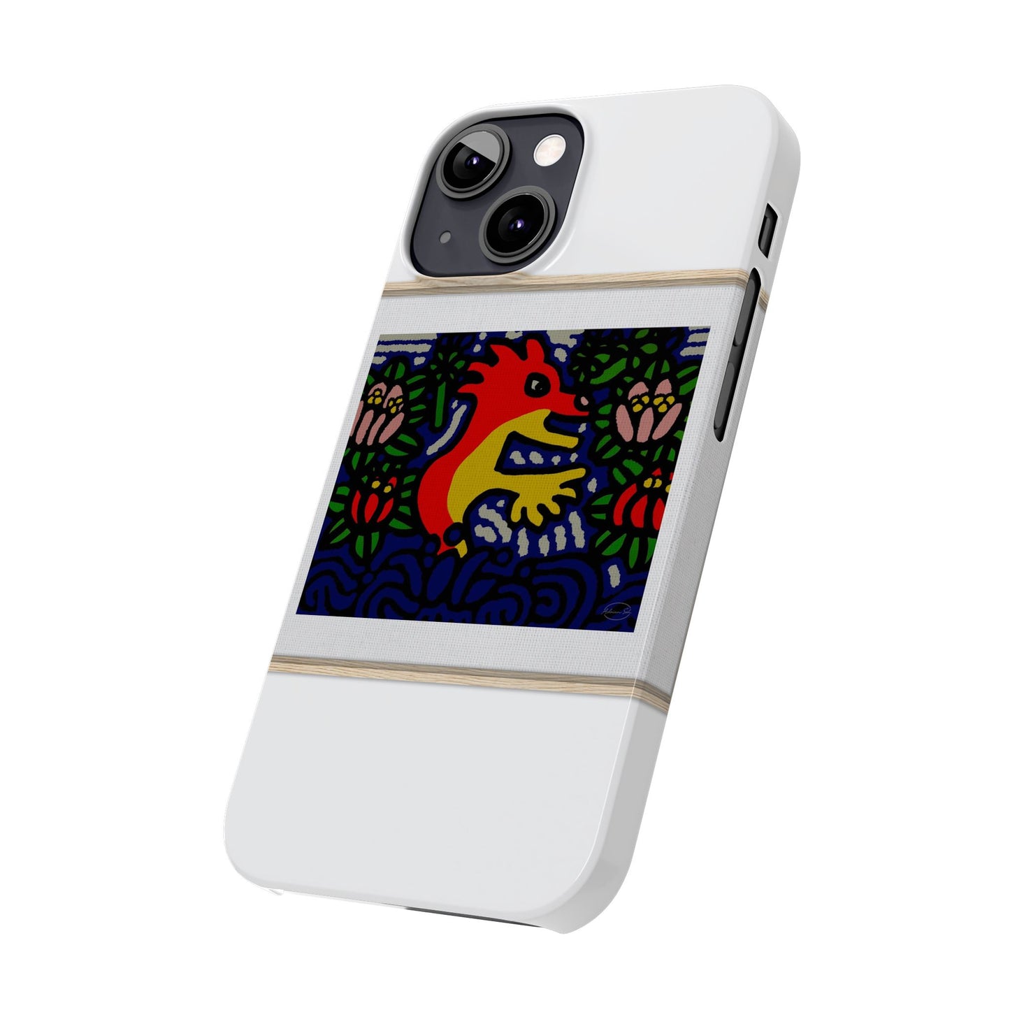 Breaking through the surface of a lotus pond Slim Phone Case