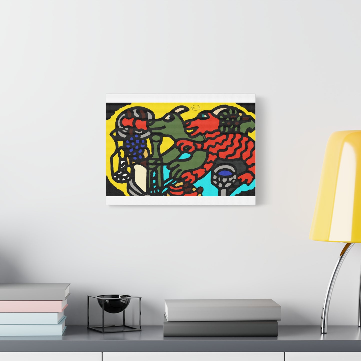 Two dragons enjoying a feast together Canvas (Small)