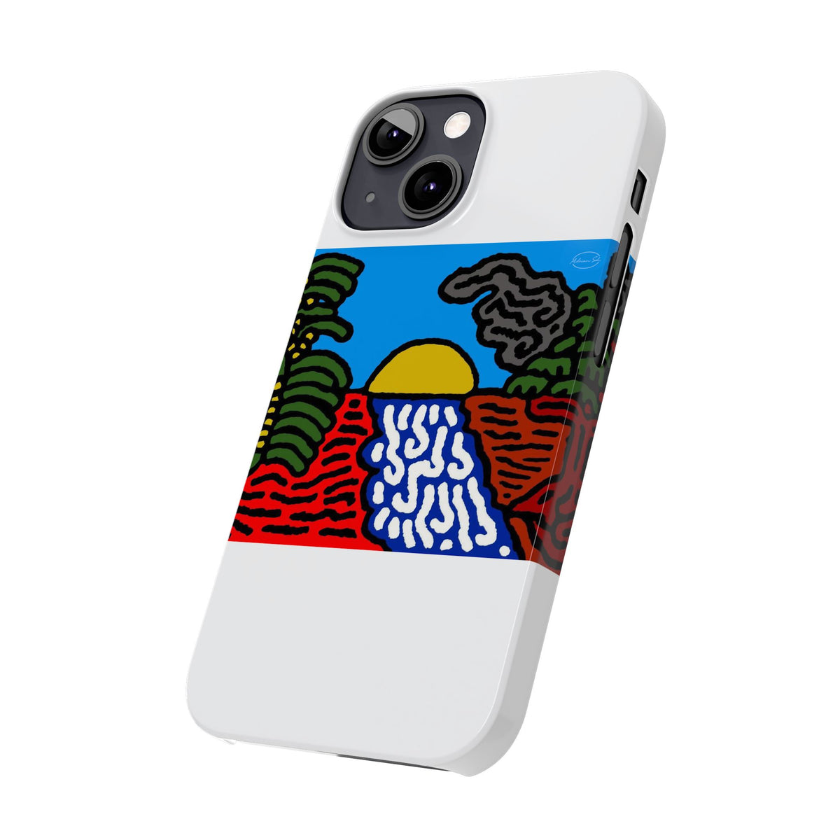 The river that joins the Australian wattle and Lebanese cedar tree in friendship Slim Phone Case