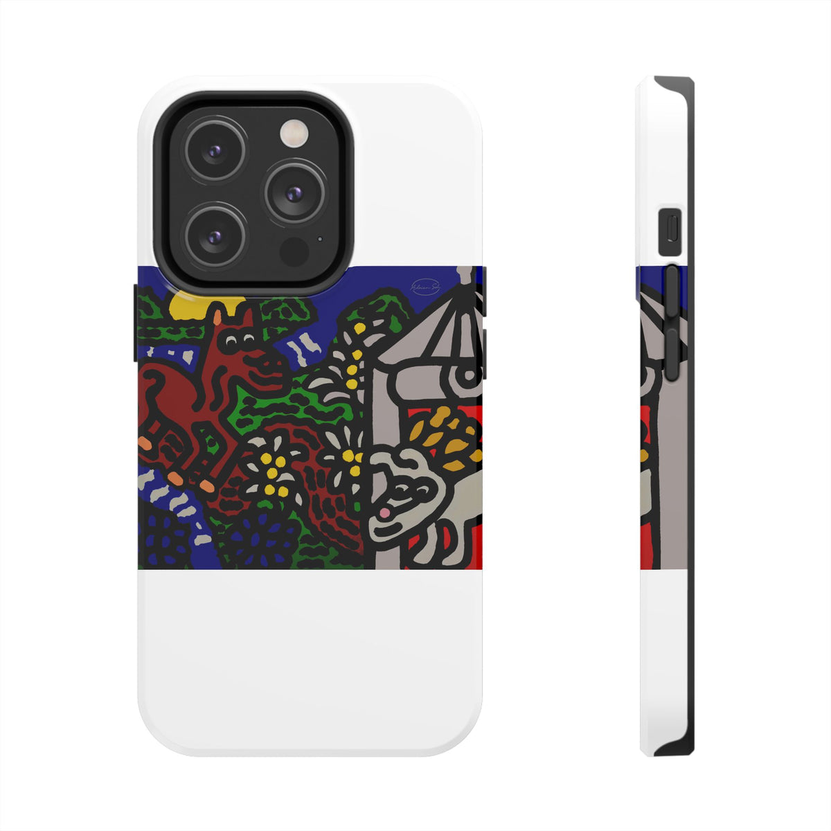 Bunny welcoming a friendly horse on his journey Tough Phone Case
