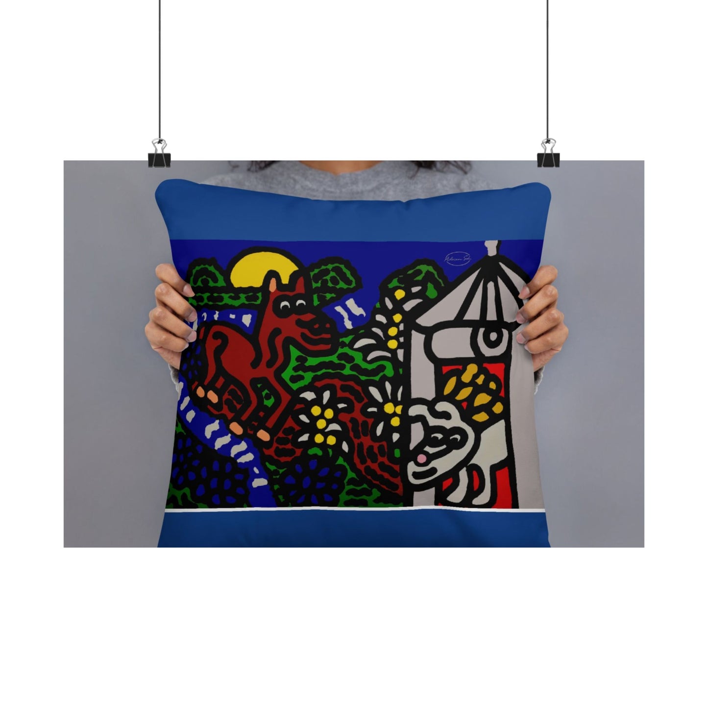 Bunny welcoming a friendly horse on his journey Matte Poster Horizontal (Small)