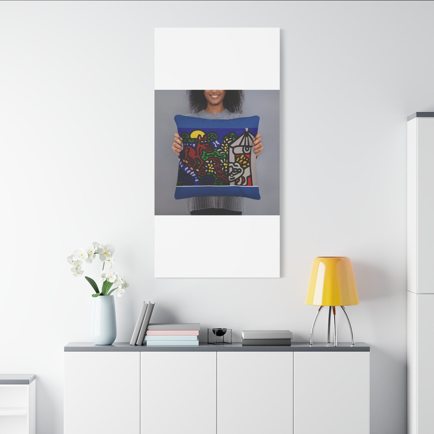 Bunny welcoming a friendly horse on his journey Canvas (Large)