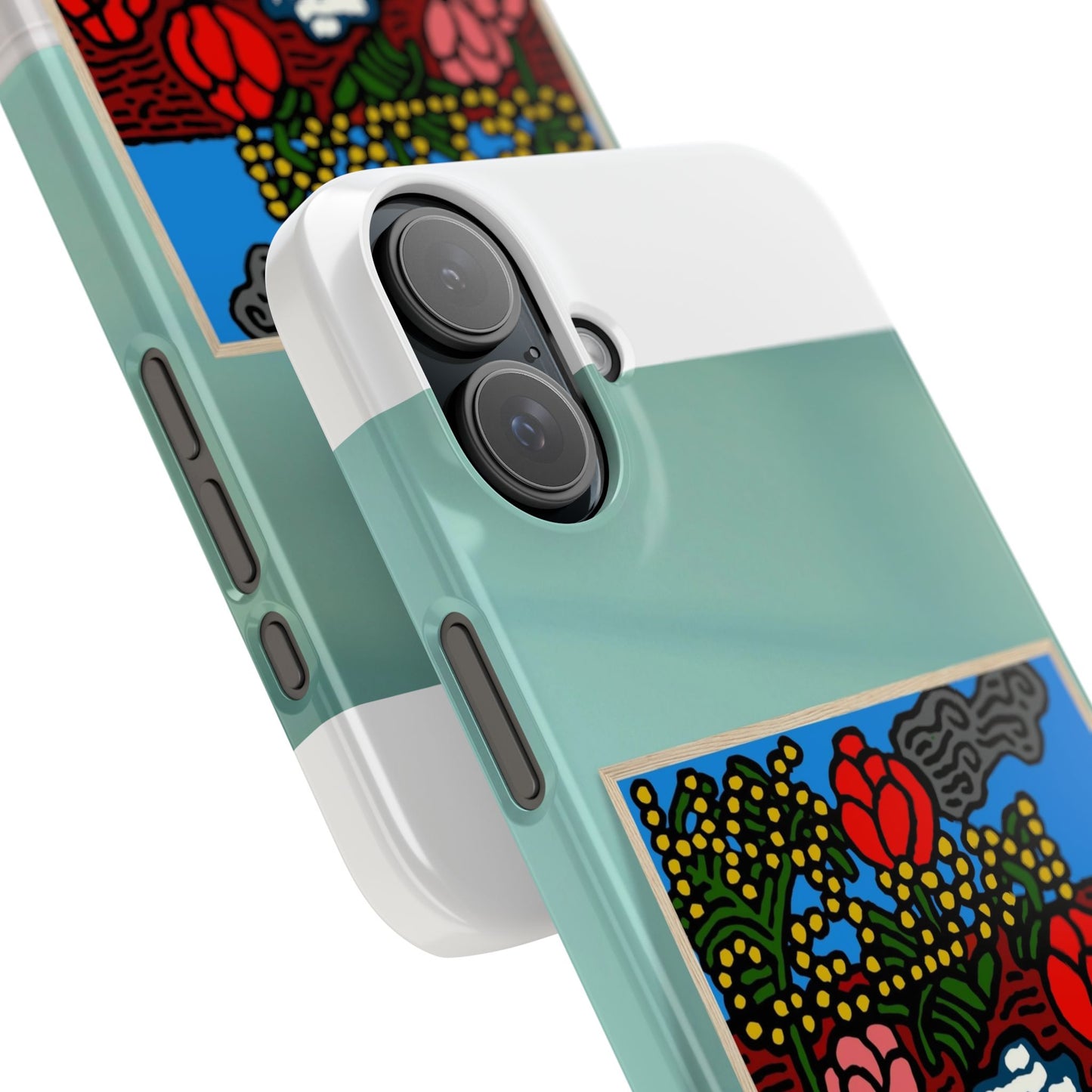 A field of tulips next to a wattle Slim Phone Case