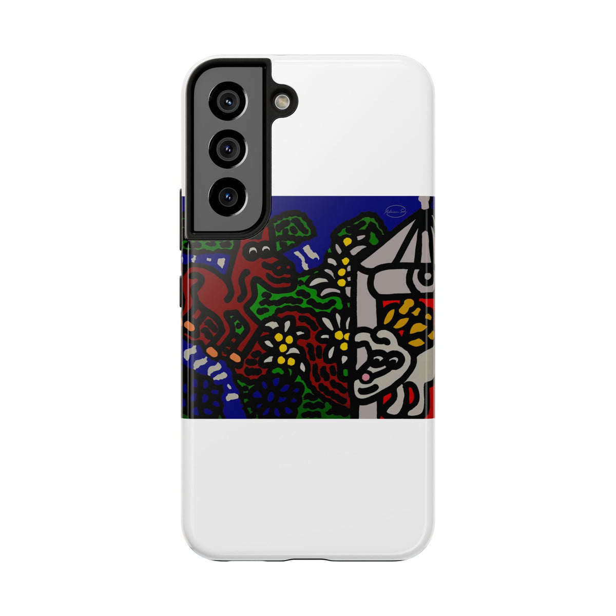Bunny welcoming a friendly horse on his journey Tough Phone Case