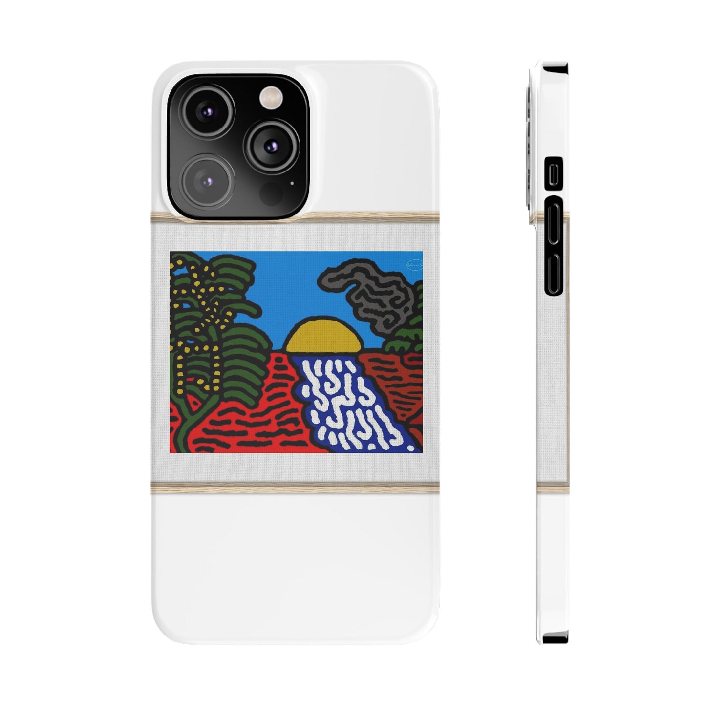 The river that joins the Australian wattle and Lebanese cedar tree in friendship Slim Phone Case