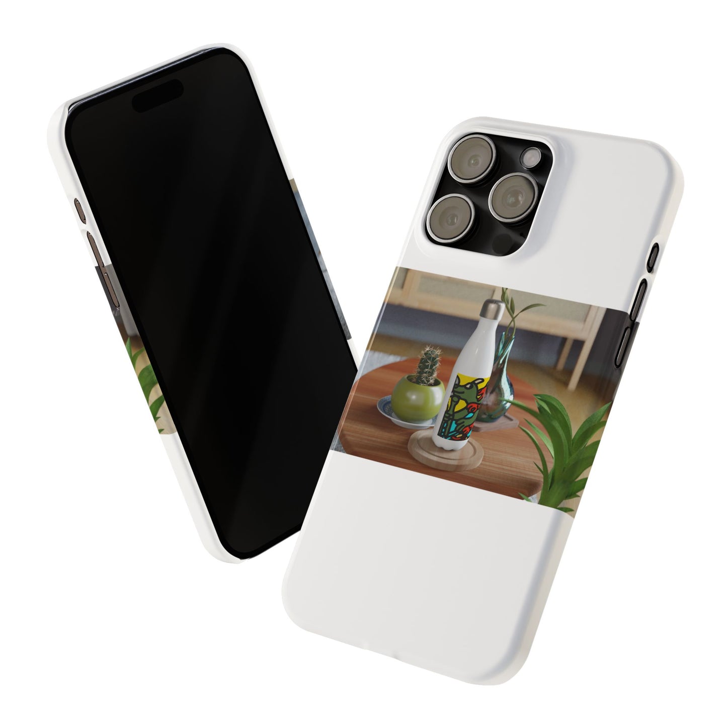 Two dragons enjoying a feast together Slim Phone Case