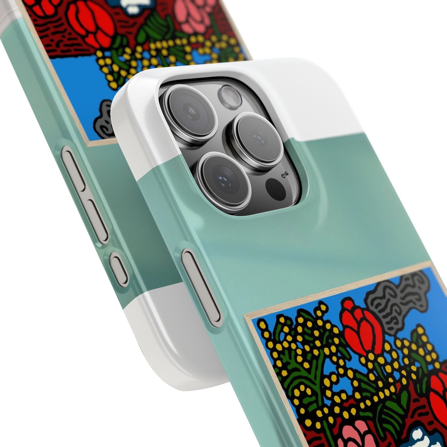 A field of tulips next to a wattle Slim Phone Case