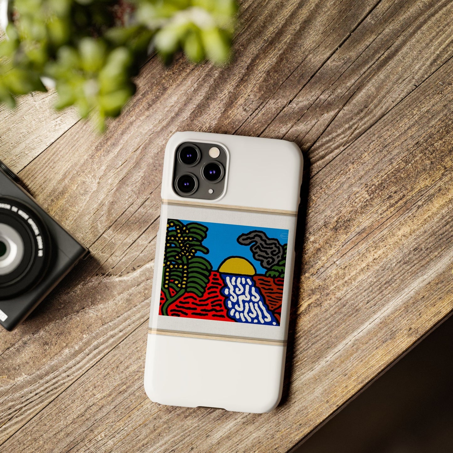 The river that joins the Australian wattle and Lebanese cedar tree in friendship Slim Phone Case