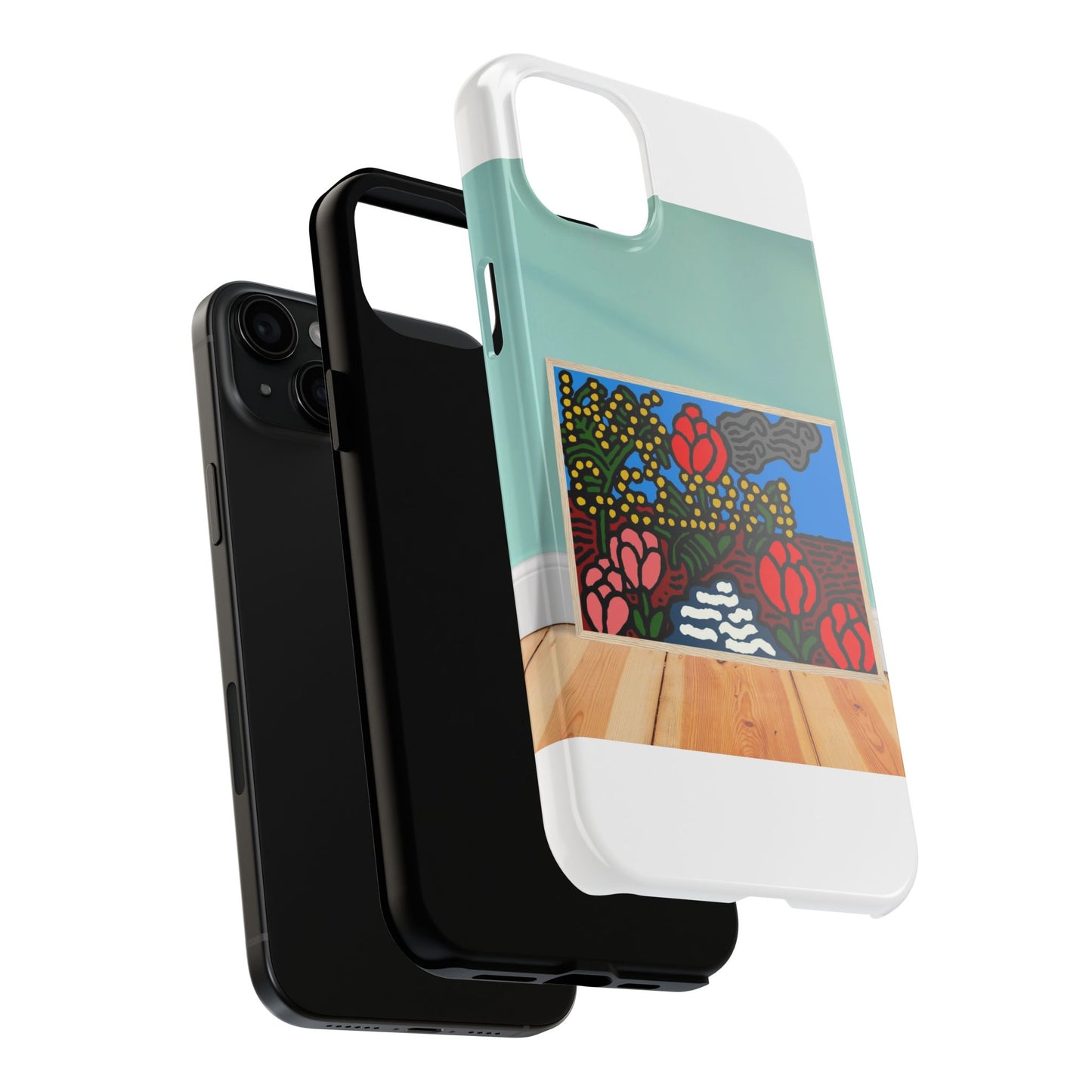 A field of tulips next to a wattle Tough Phone Case