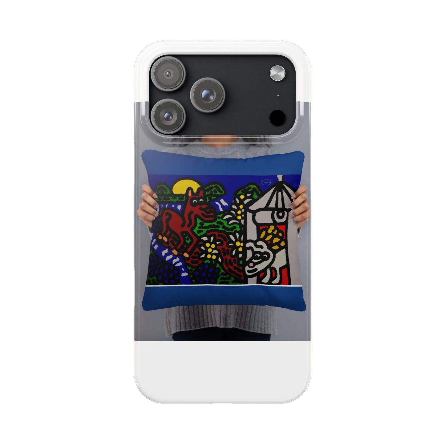 Bunny welcoming a friendly horse on his journey Slim Phone Case