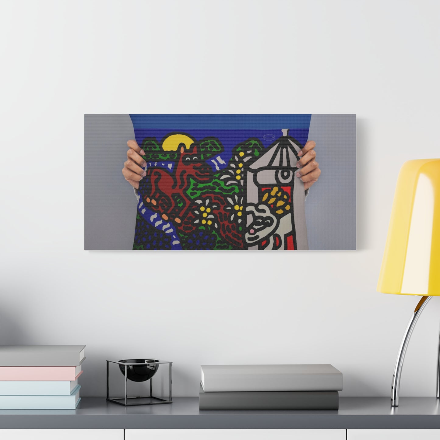 Bunny welcoming a friendly horse on his journey Canvas (Large)