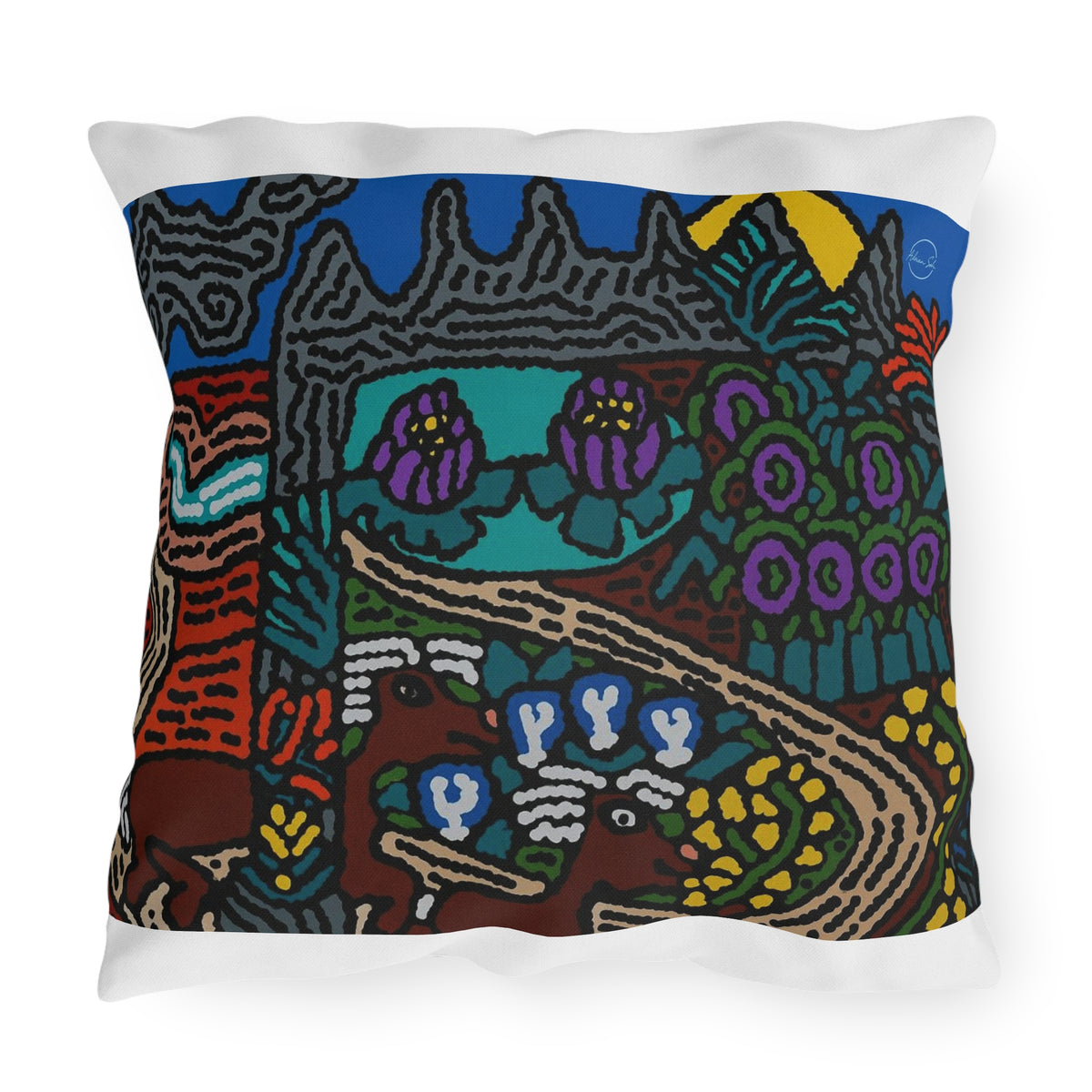 Road to a Sanctuary and Oasis — Outdoor Pillow