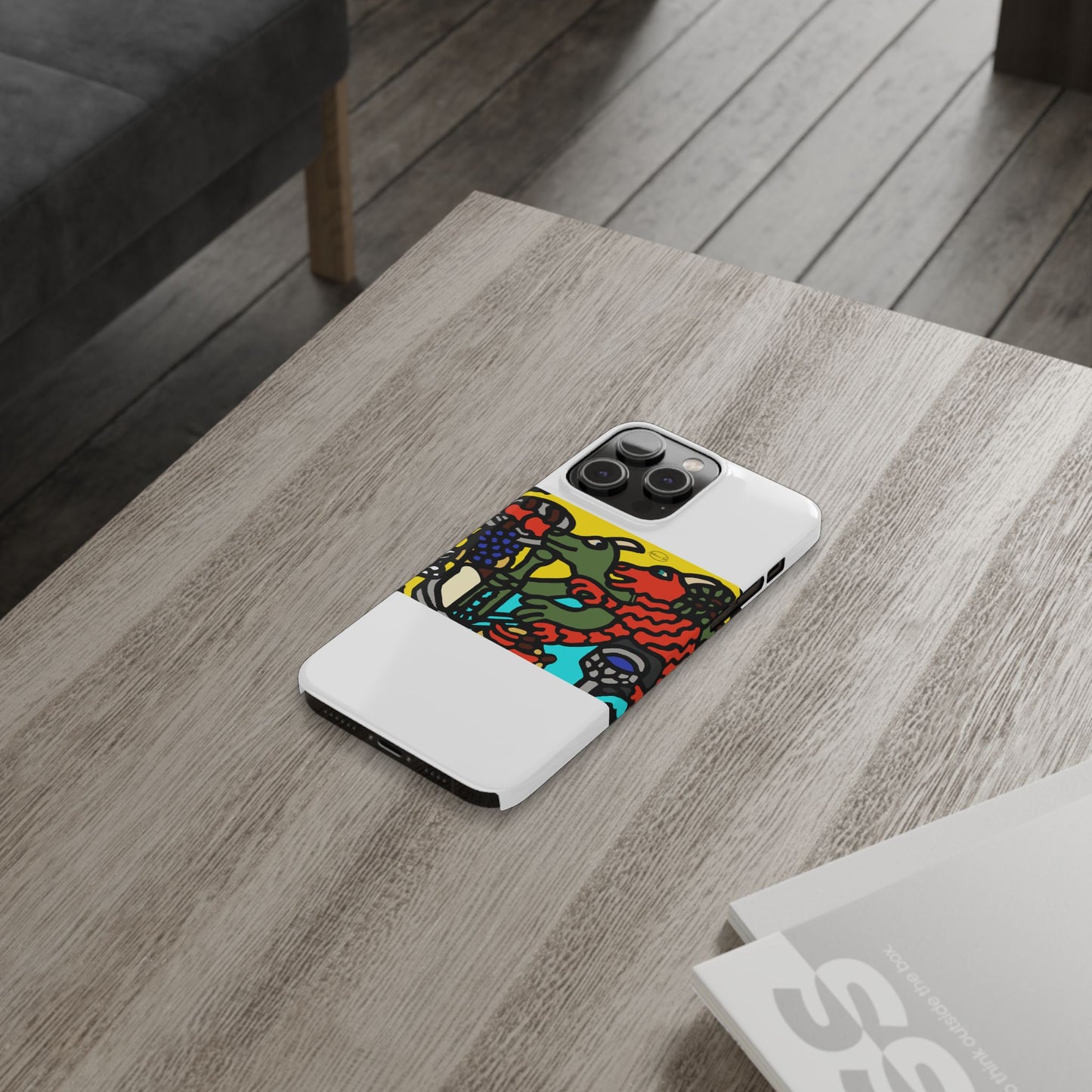 Two dragons enjoying a feast together Slim Phone Case