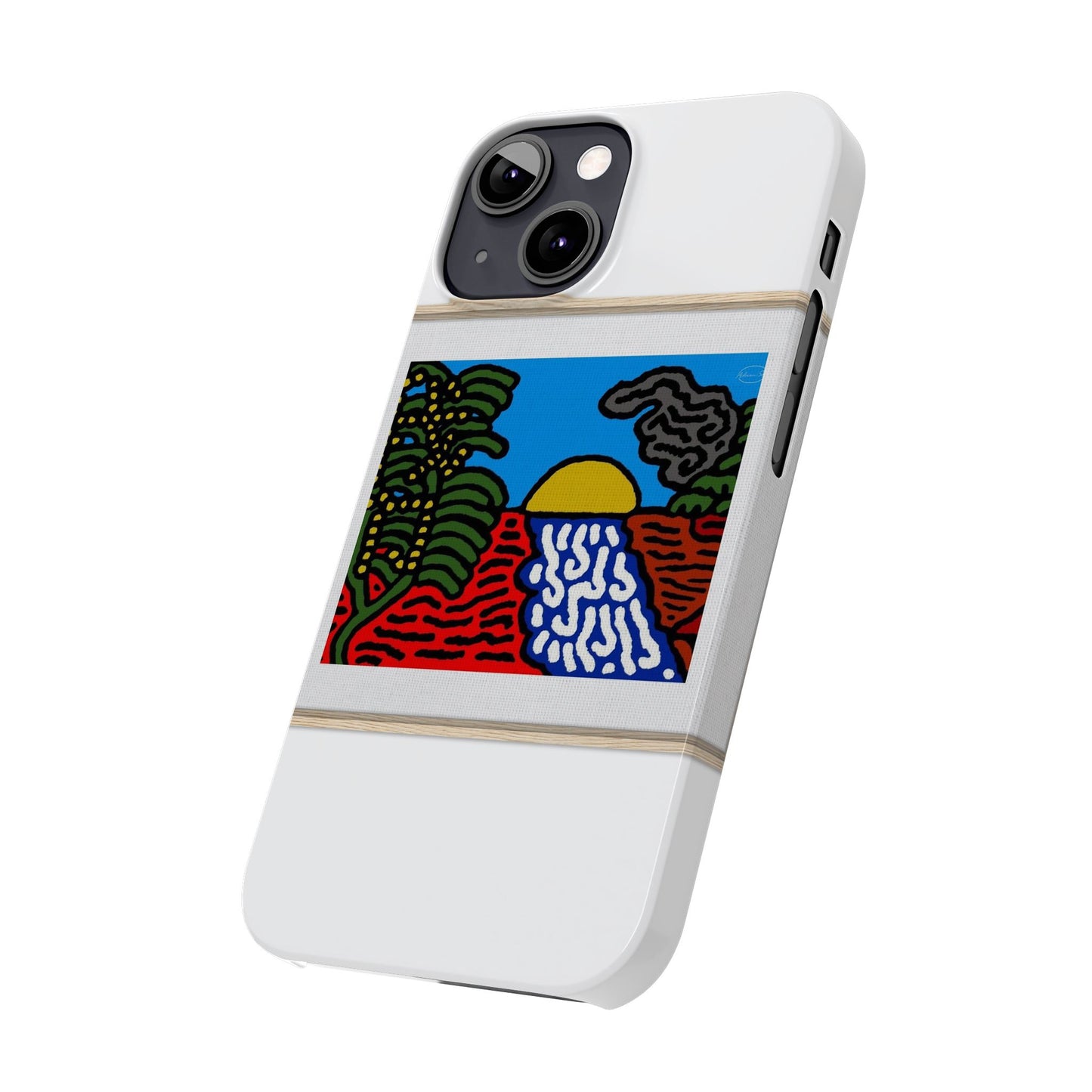 The river that joins the Australian wattle and Lebanese cedar tree in friendship Slim Phone Case