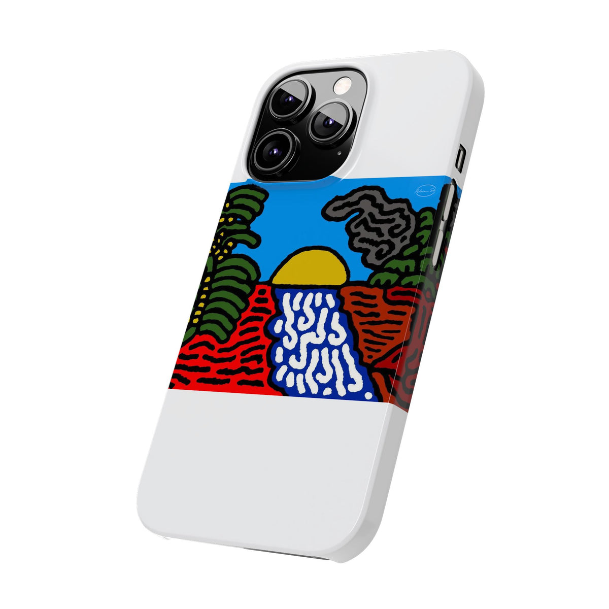 The river that joins the Australian wattle and Lebanese cedar tree in friendship Slim Phone Case