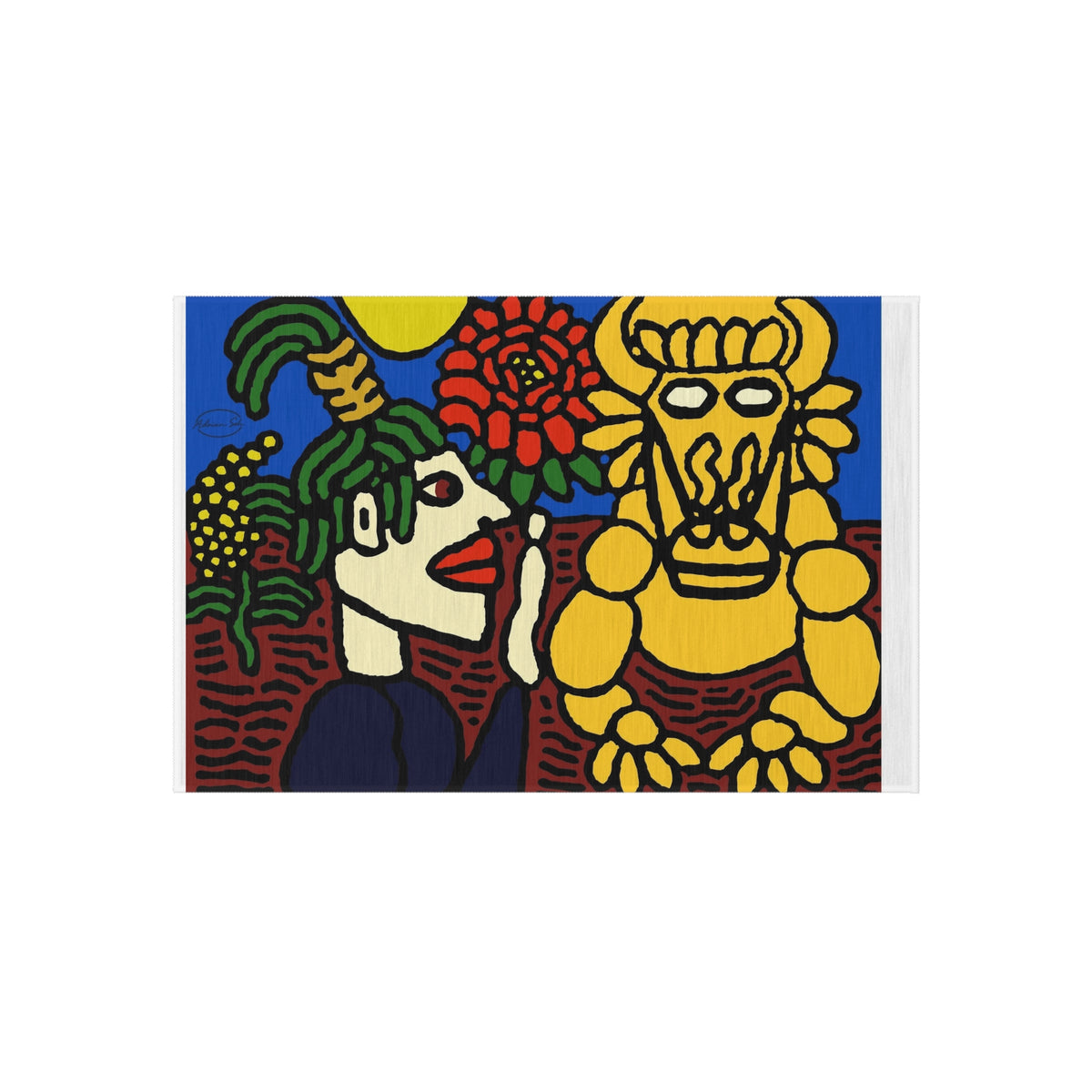 The warrior hailing the mighty golden dragon — Outdoor Rug
