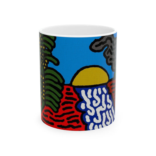 The river that joins the Australian wattle and Lebanese cedar tree in friendship Ceramic Mug