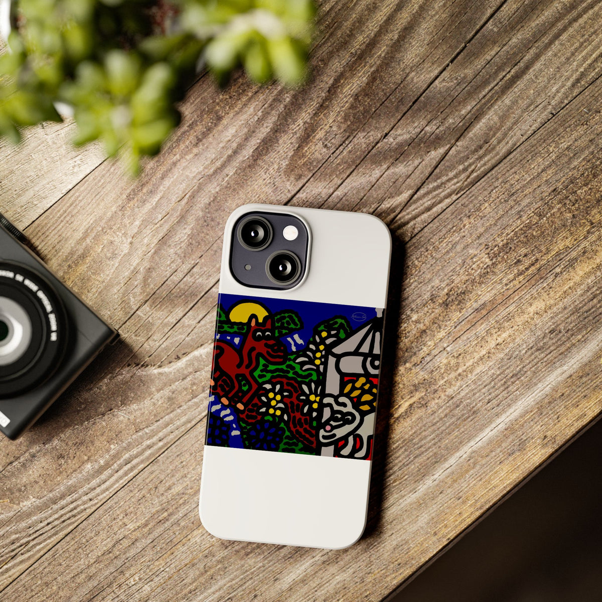 Bunny welcoming a friendly horse on his journey Slim Phone Case
