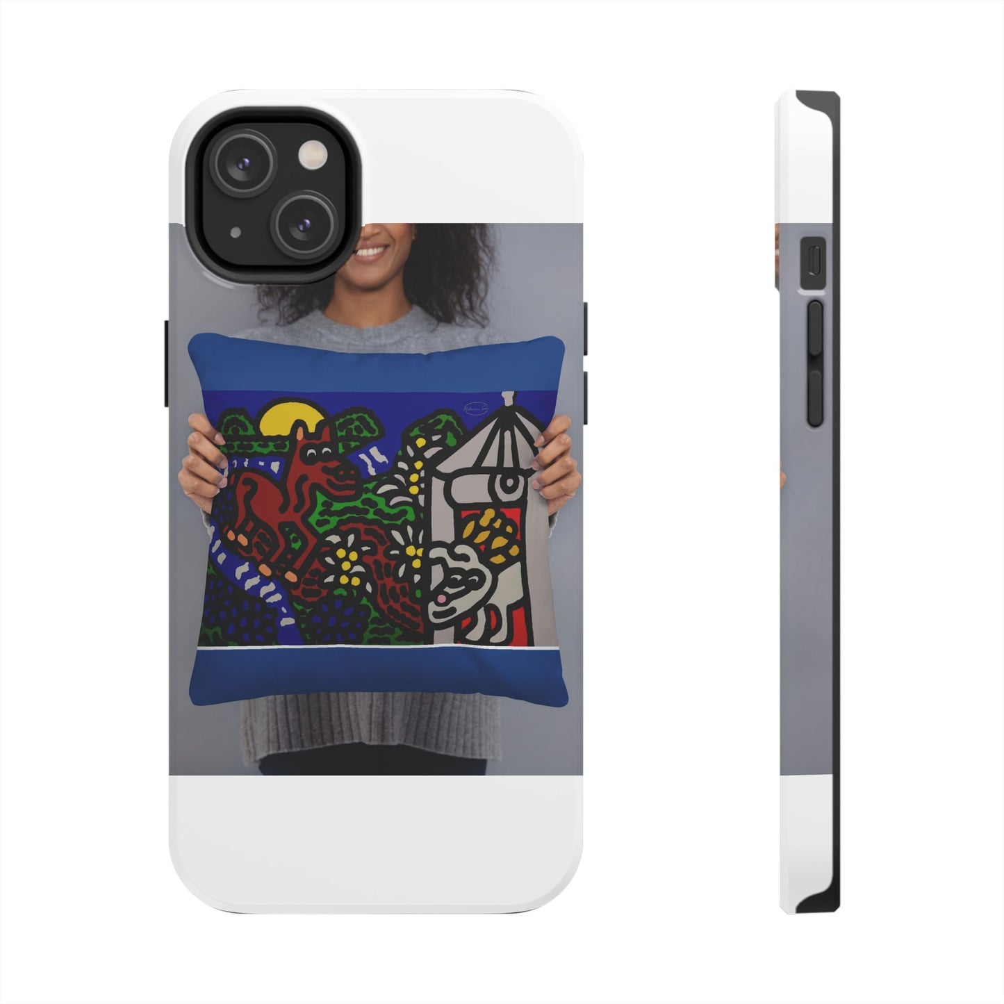 Bunny welcoming a friendly horse on his journey Tough Phone Case
