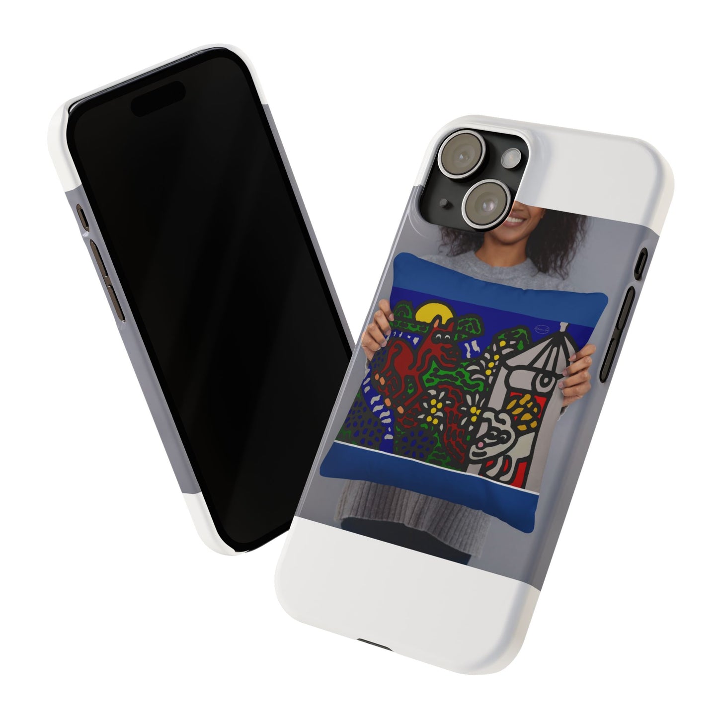 Bunny welcoming a friendly horse on his journey Slim Phone Case