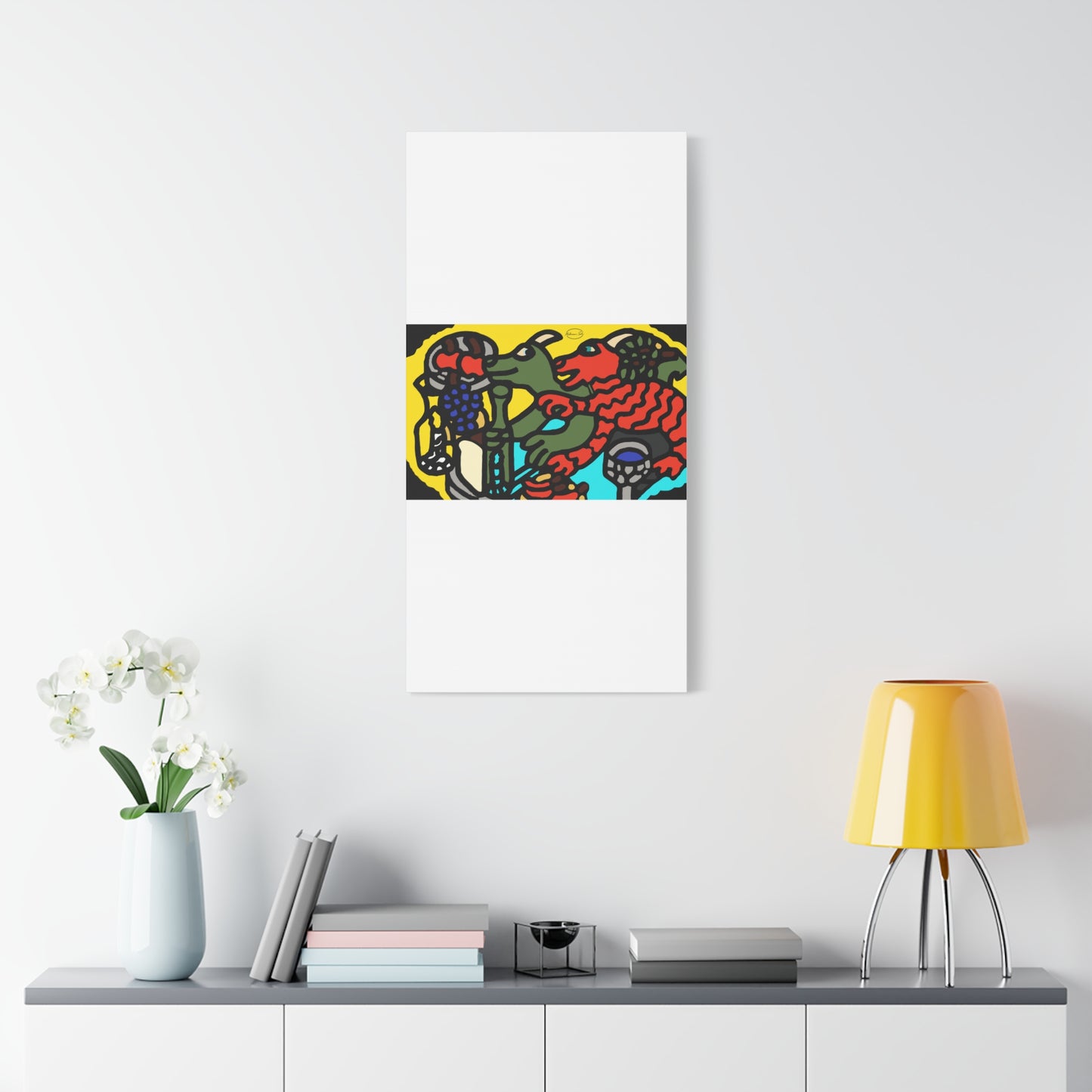 Two dragons enjoying a feast together Canvas (Large)