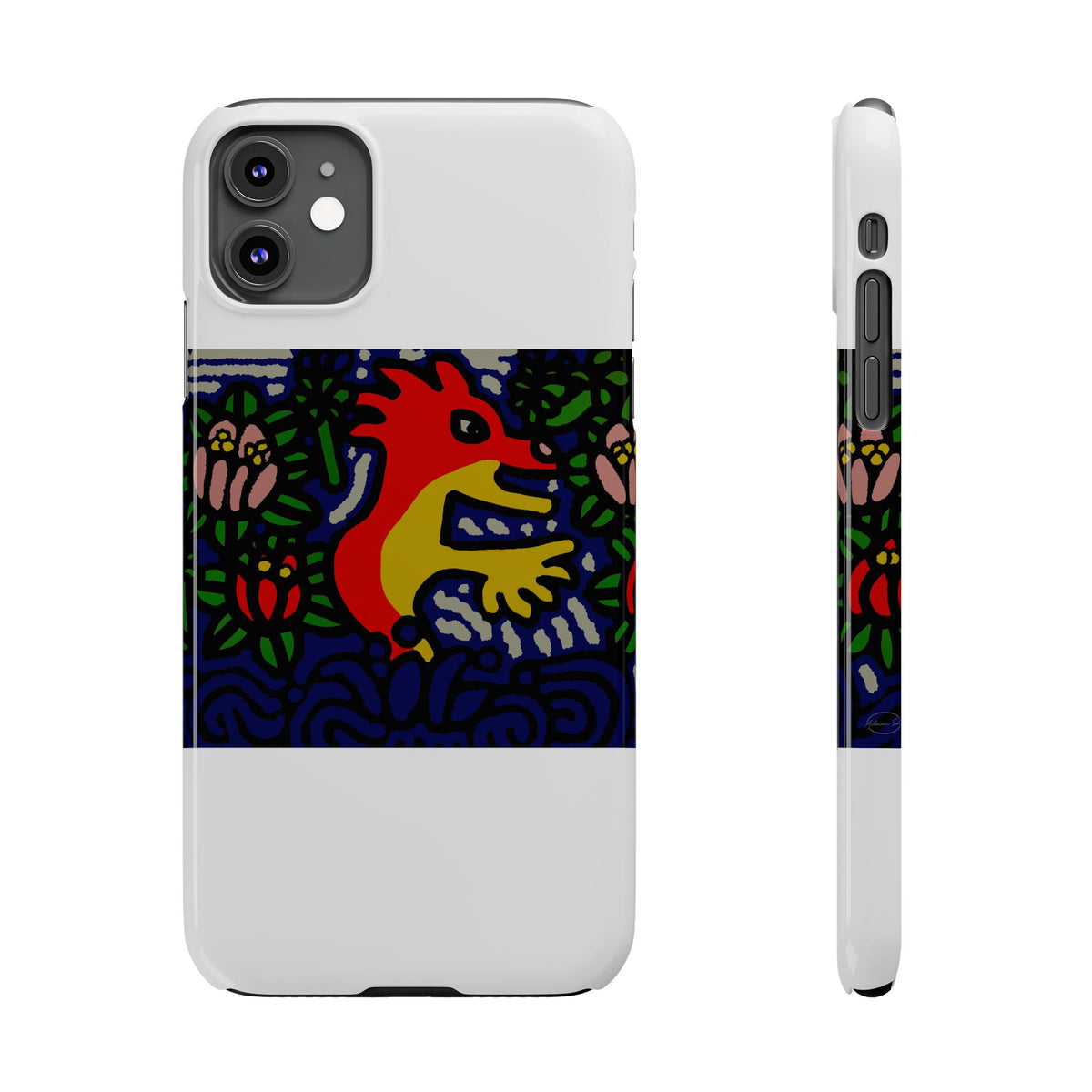 Breaking through the surface of a lotus pond Slim Phone Case