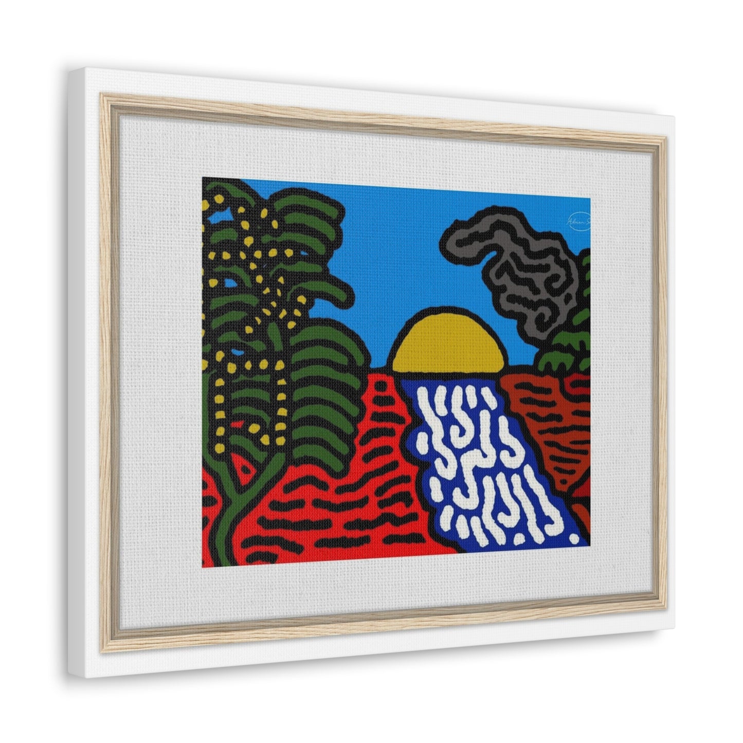 The river that joins the Australian wattle and Lebanese cedar tree in friendship Canvas (Large)