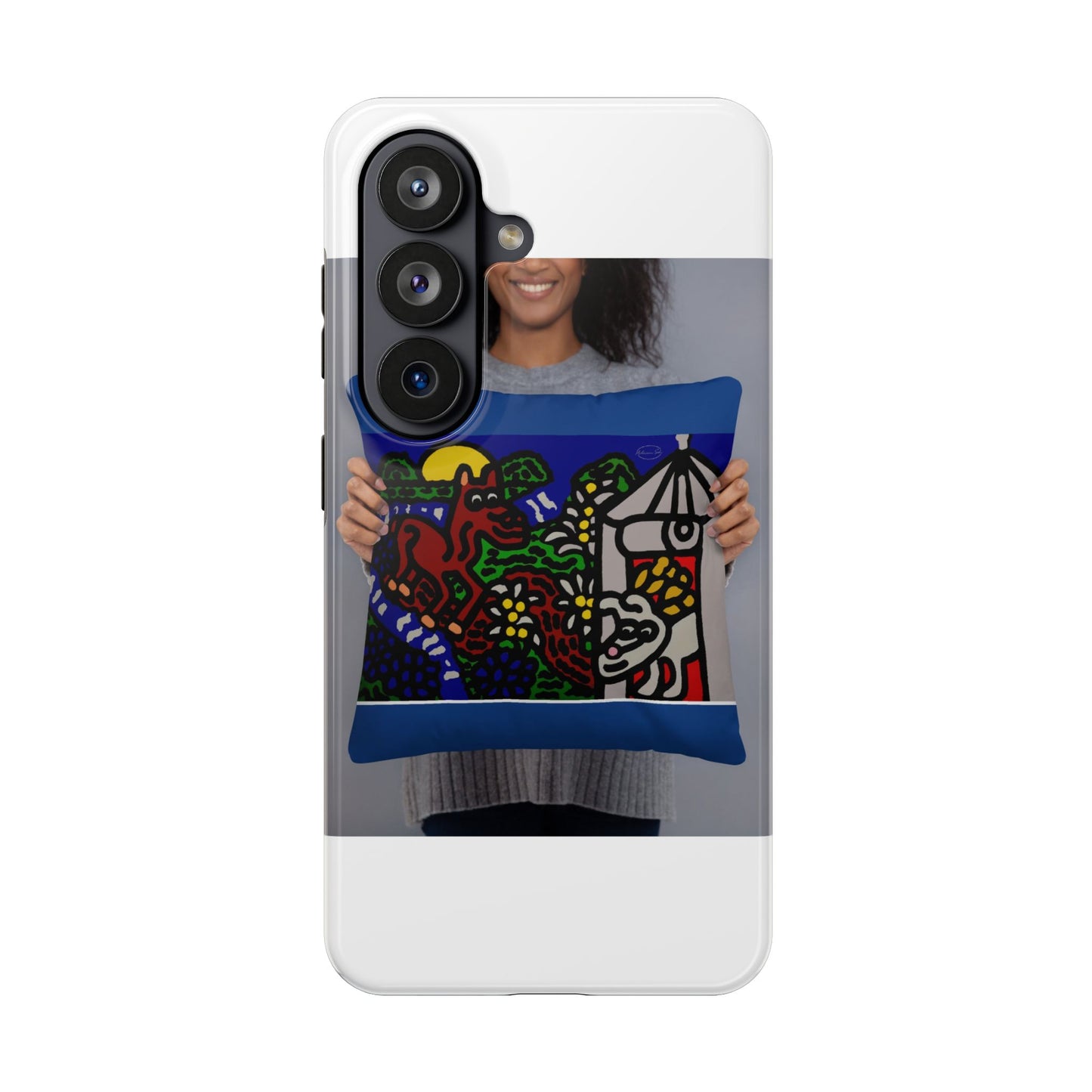 Bunny welcoming a friendly horse on his journey Tough Phone Case