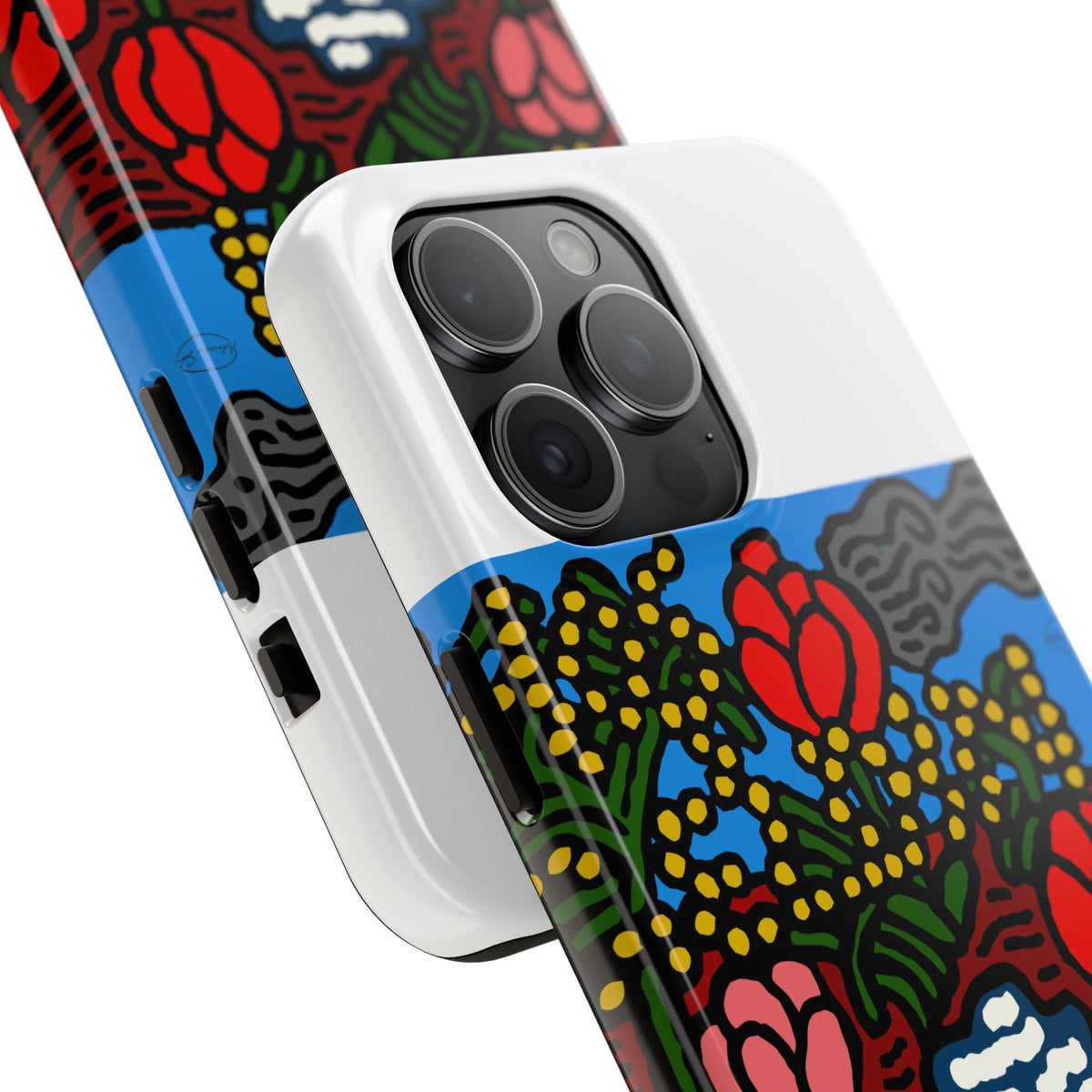 A field of tulips next to a wattle Tough Phone Case