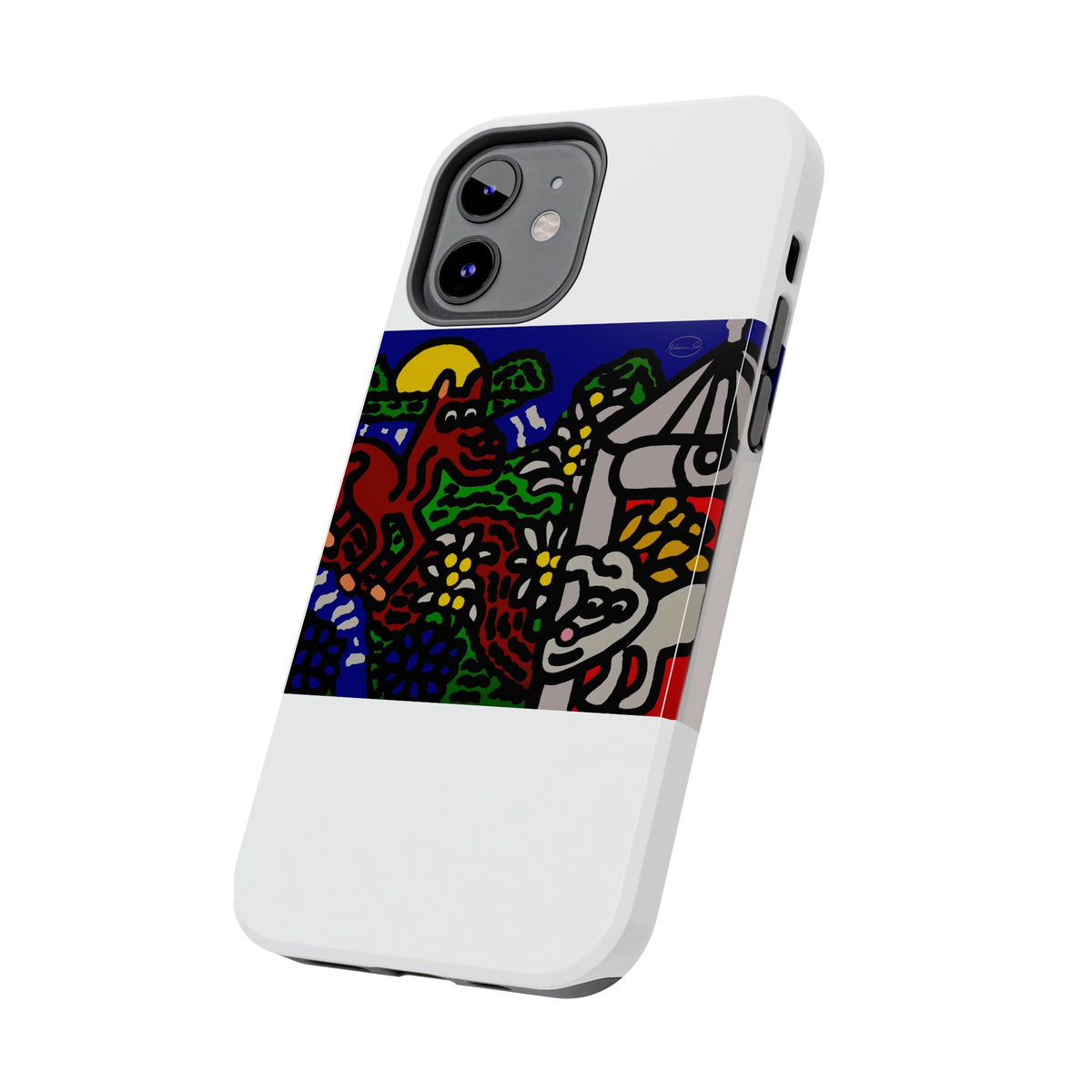 Bunny welcoming a friendly horse on his journey Tough Phone Case