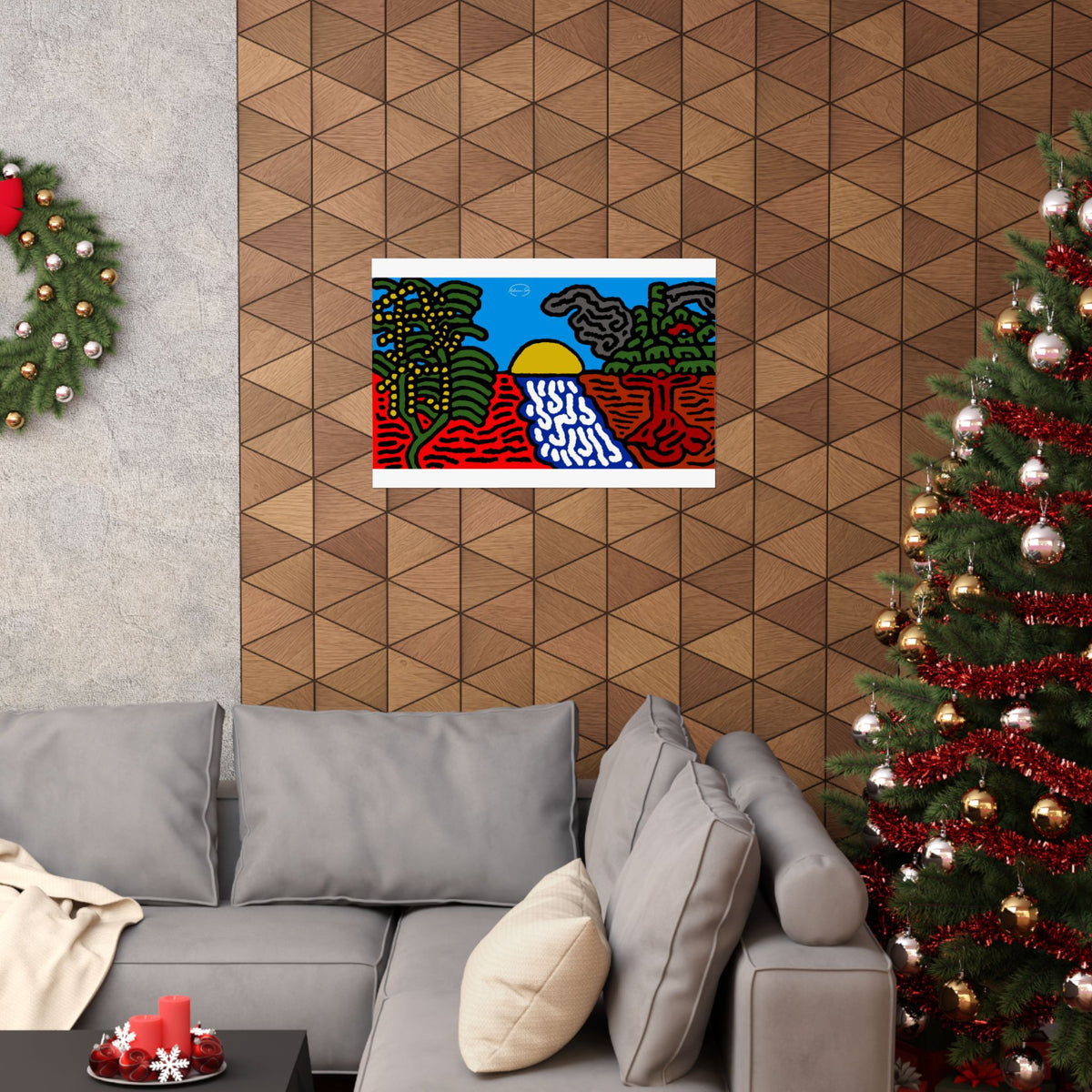 The river that joins the Australian wattle and Lebanese cedar tree in friendship Matte Poster Horizontal (Large)
